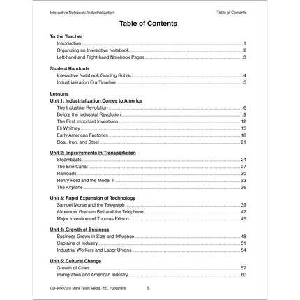 Interactive Notebook: Industrialization, Grade 5-8
