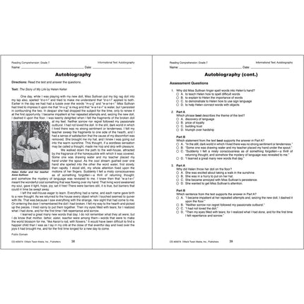 Reading Comprehension Workbook, Grade 7