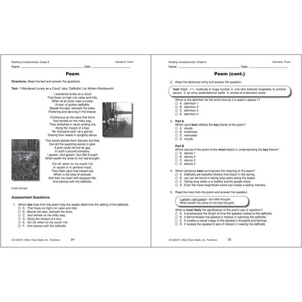 Reading Comprehension Workbook, Grade 8