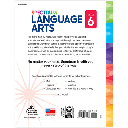 Spectrum Language Arts Workbook, Grade 6
