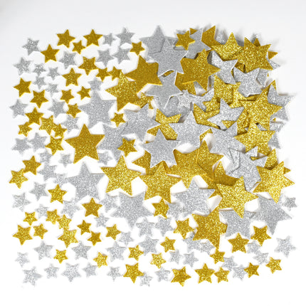 Glitter Foam Stickers - Stars - Silver and Gold