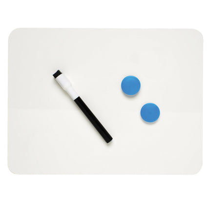 Magnetic Dry Erase Board, Two Sided, Plain/Plain, 9" x 12"