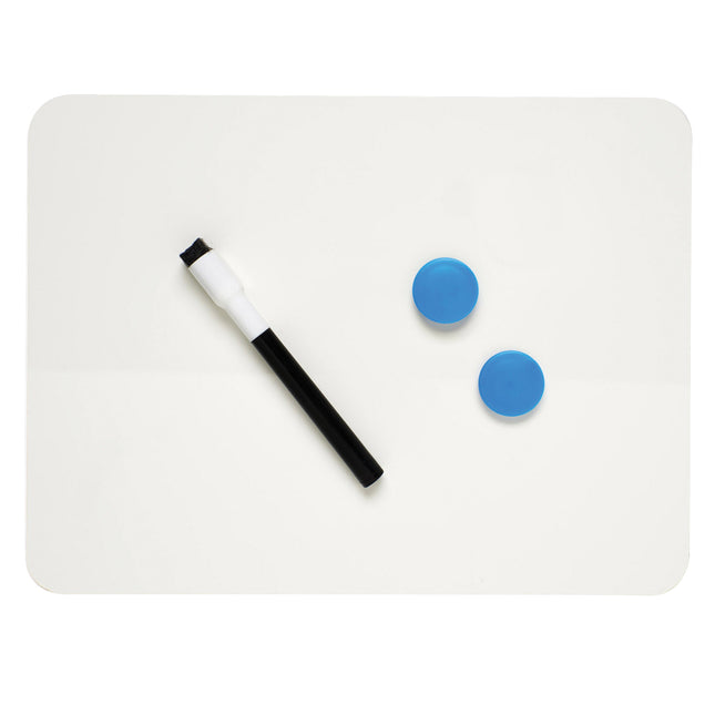 Magnetic Dry Erase Board, Two Sided, Plain/Plain, 9" x 12"