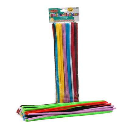Chenille Stems, Jumbo Fluffy Thick Stem, Assorted Colors, Pack of 100