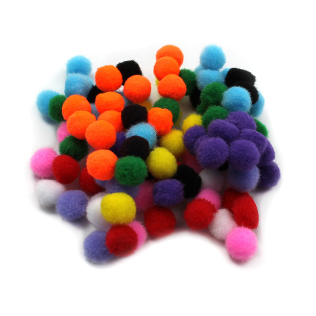 Pom-Poms, 1/2", Assorted Colors, Bag of 100