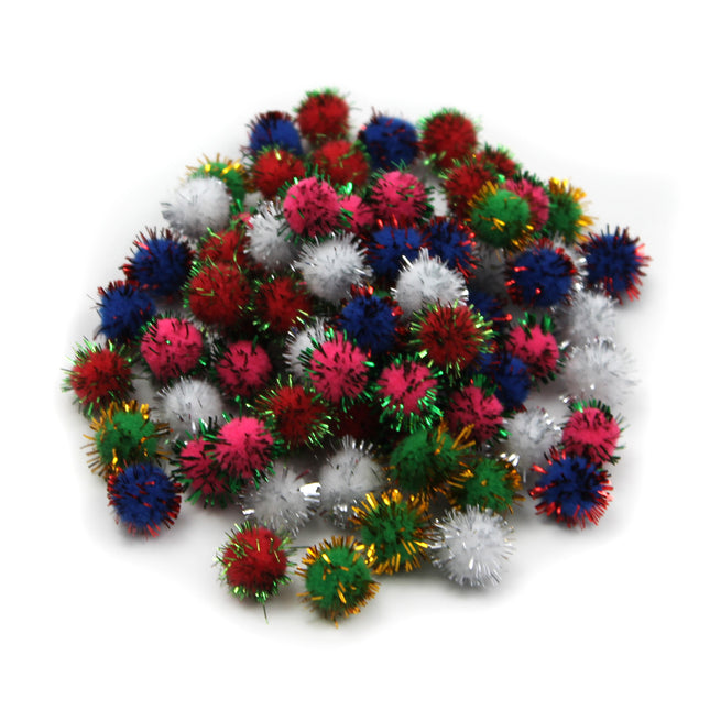 Pom-Poms, 1/2 Inch, Glitter Assorted, Bag of 80