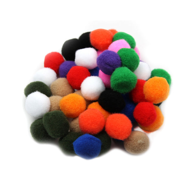 Pom-Poms, 1 Inch, Assorted Colors, 50