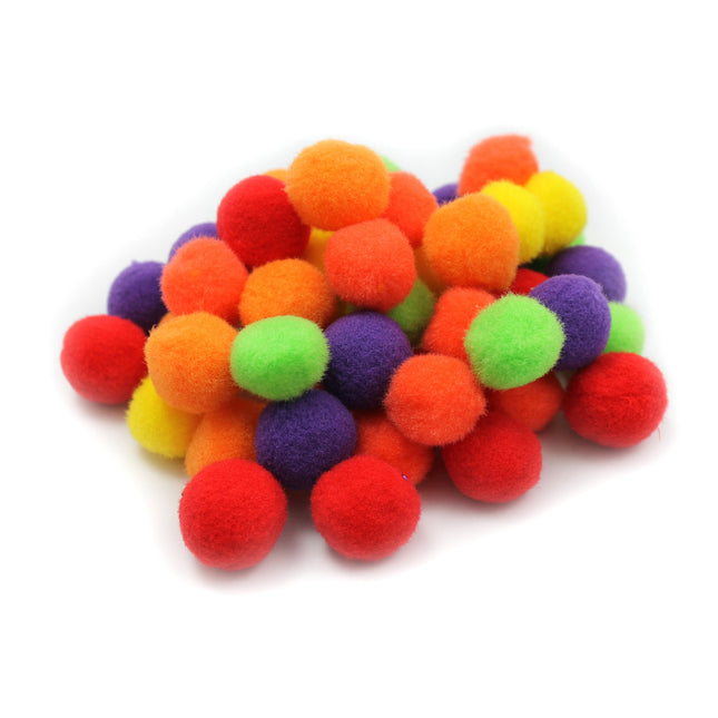 Pom-Poms, 1", Hot Colors, Bag of 50