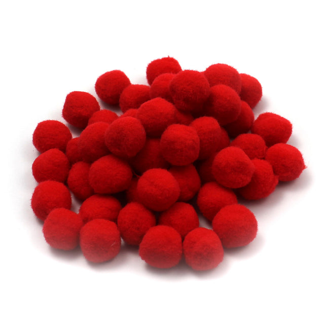 Pom-Poms, 1", Red, Pack of 50