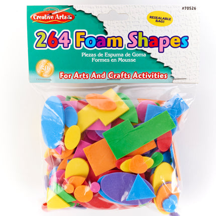 Foam Shapes, Assorted Colors, 264 Pieces/Bag