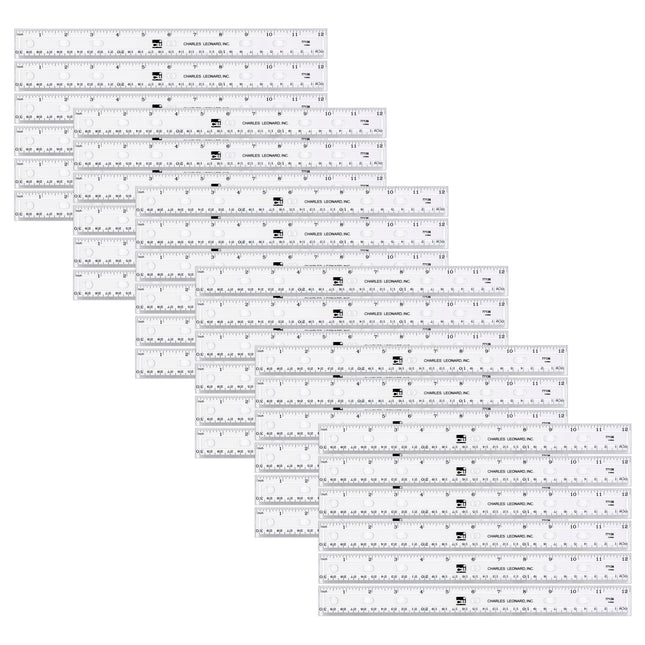 36pk Translucent 12in Plastic Ruler