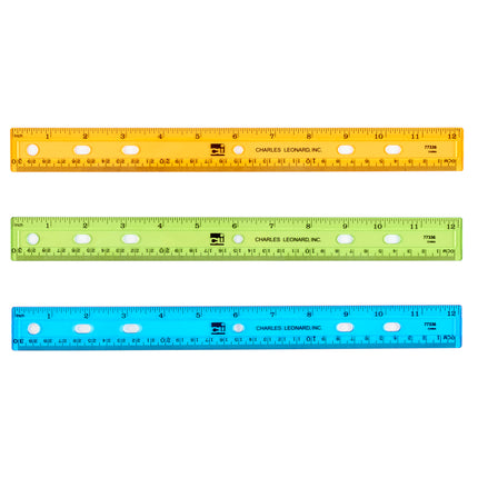 Translucent 12" Plastic Ruler, 36 Assorted Colors