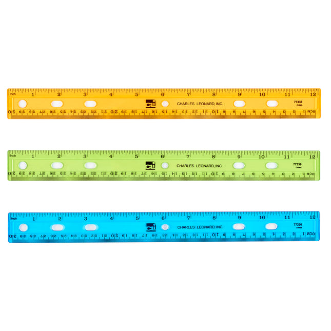 Translucent 12" Plastic Ruler, 36 Assorted Colors