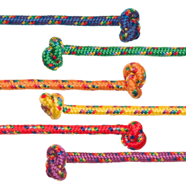 Braided Nylon Jump Rope, Assorted Colors, 8' Length, Pack of 6