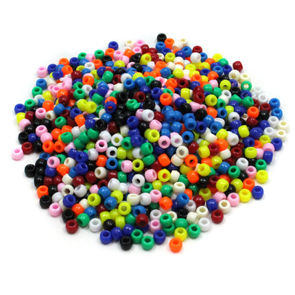 Pony Beads, Assorted Bright Hues, 1000 Pieces