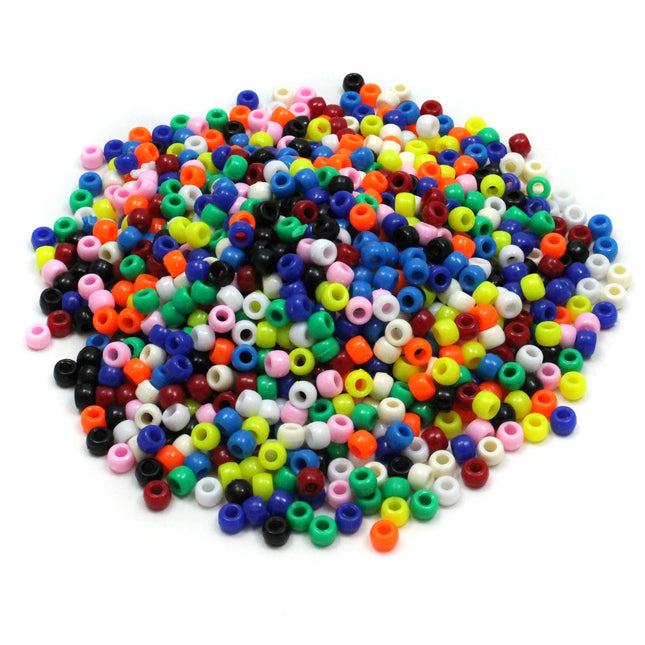Pony Beads, Assorted Bright Hues, 1000 Pieces