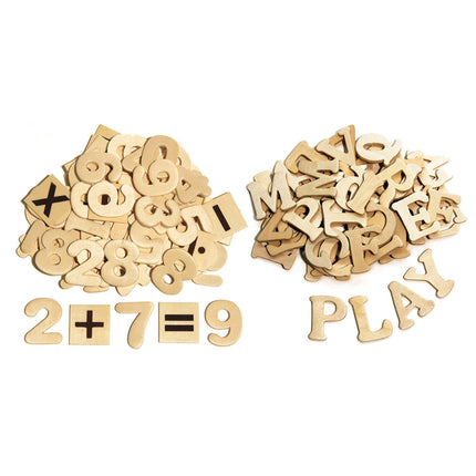 Letters and Numbers, Natural Wood, 200 Pieces