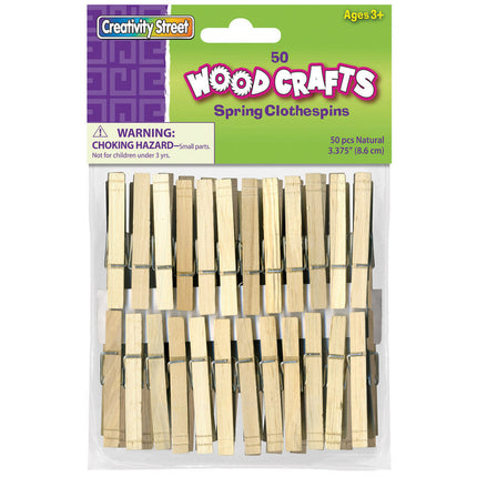 Spring Clothespins, Natural, Extra-Large, 50 Pieces