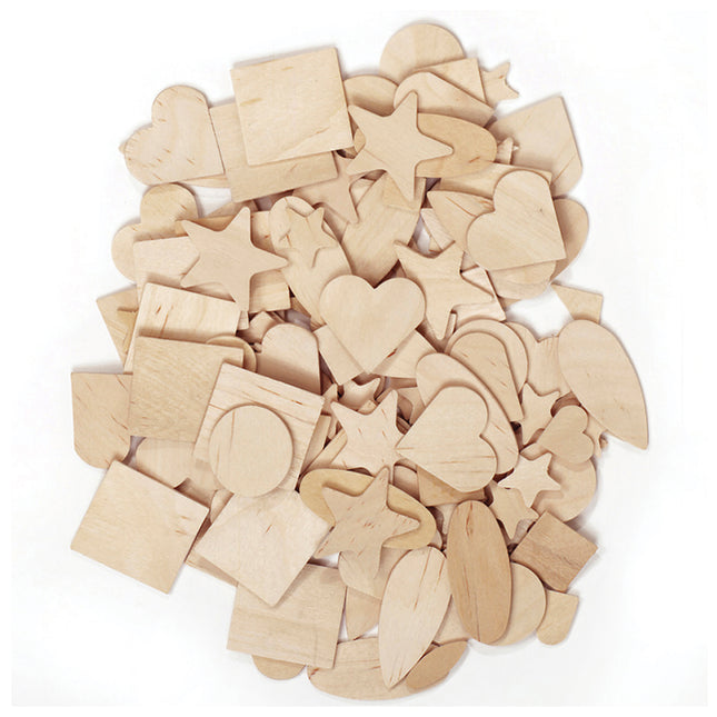 Wood Shapes, Natural Colored, Assorted Shapes, 350 Pieces