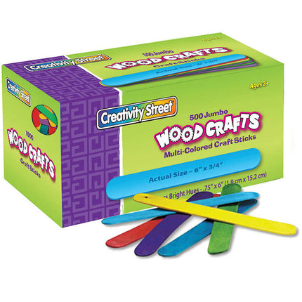 Jumbo Craft Sticks, Bright Hues Assorted, 500 Pieces