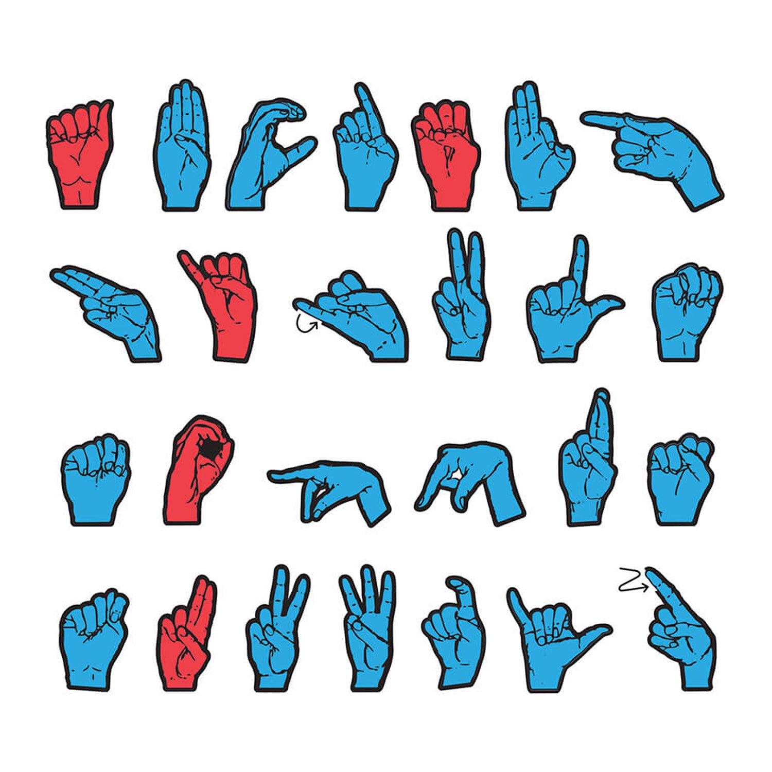 Magnetic Sign Language Letters, Red & Blue Colors, Assorted Sizes – ES ...