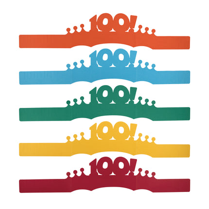 100 Days of School Paper Crowns, 4.5" x 24.75", 25 Pieces