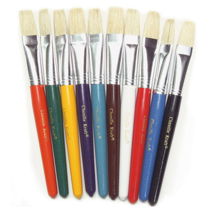 Beginner Paint Brushes, Flat Stubby Brushes, 10 Assorted