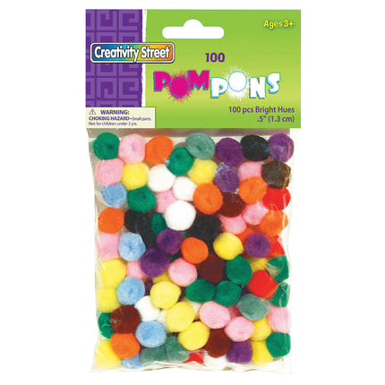 Pom Pons, Bright Hues Assortment, 100 Pieces