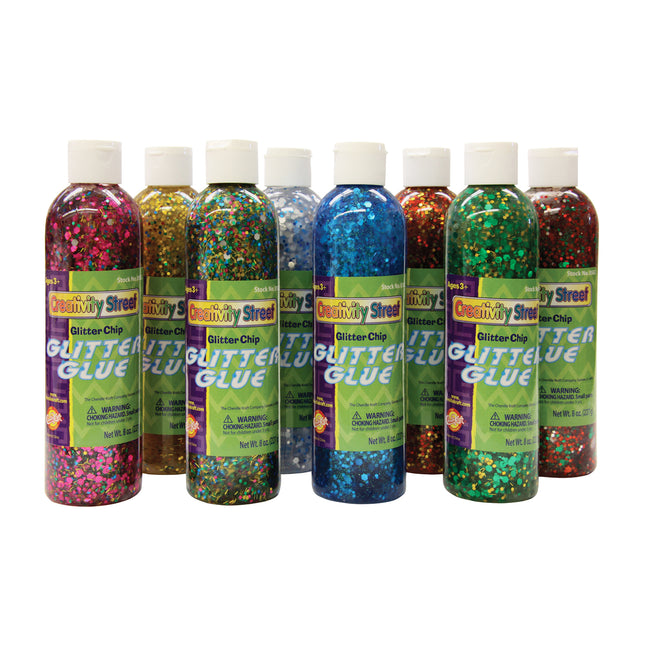 Glitter Glue, Assorted Confetti, 8 fl. oz., 8 Bottles