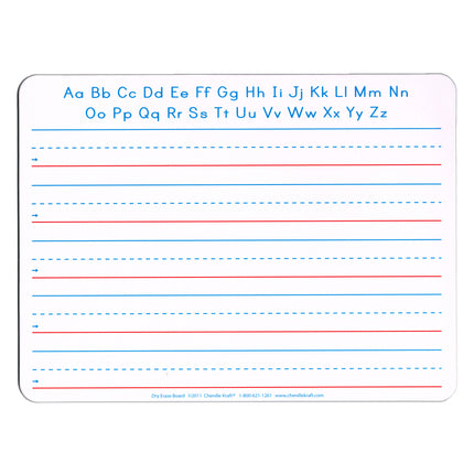 Handwriting Whiteboard, 2-Sided, Ruled/Plain, 1" x 1/2" x 1/2" Ruled, 9" x 12", 10 Boards