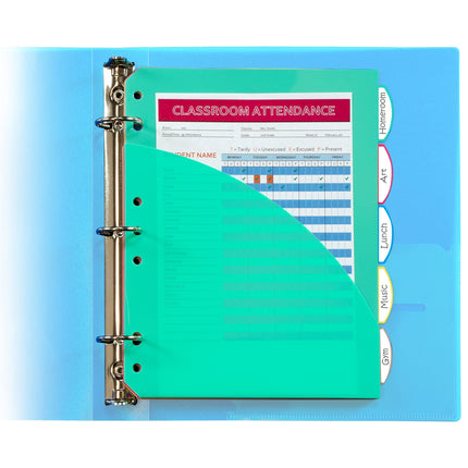 Mini-Size 5-Tab Poly Index Dividers with Pockets, 5/PK