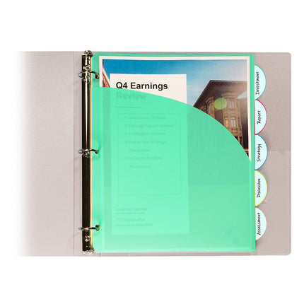 5-Tab Poly Index Dividers w/Slant Pocket, Asstd Colors