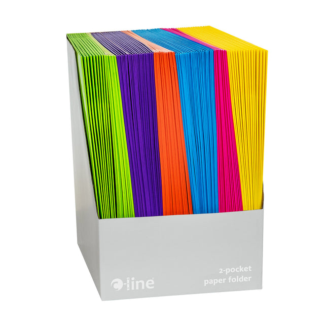 2-Pocket Laminated Paper Portfolio with 3-Hole Punch, Assorted, Pack of 100