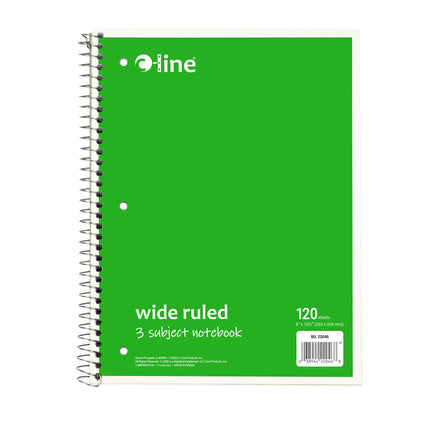 3 Sub Notebook Wide Ruled Assorted