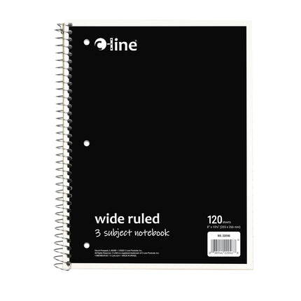 3 Sub Notebook Wide Ruled Assorted