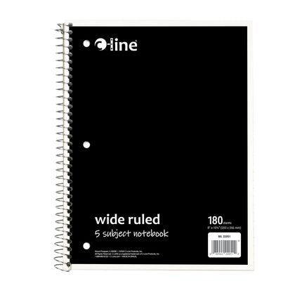 5 Sub Notebook Wide Ruled Assorted