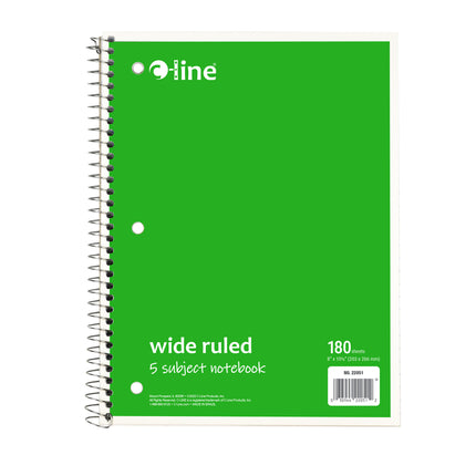 5 Sub Notebook Wide Ruled Assorted