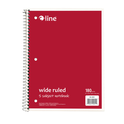 5 Sub Notebook Wide Ruled Assorted