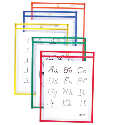 Reusable Dry Erase Pockets, Primary Colors, 9 x 12, Pack of 10