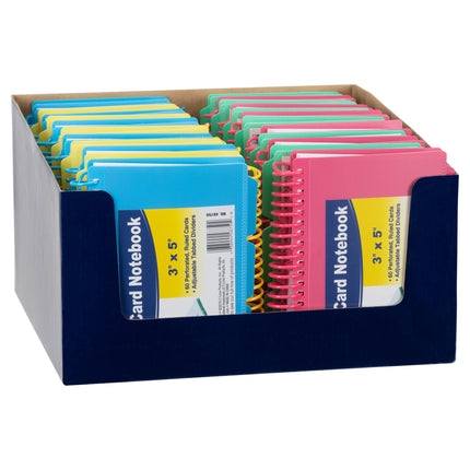 Spiral Bound Index Card Notebook with Index Tabs, Assorted Tropic Tones Colors