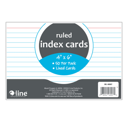 4 X 6 Index Cards White Ruled 50ct