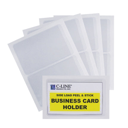 Self-Adhesive Business Card Holder, Side Load, 2" x 3-1/2", Pack of 10