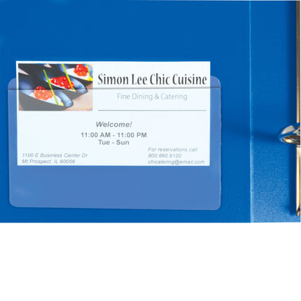 Self-Adhesive Business Card Holder, Top Load, 2" x 3-1/2", Pack of 10