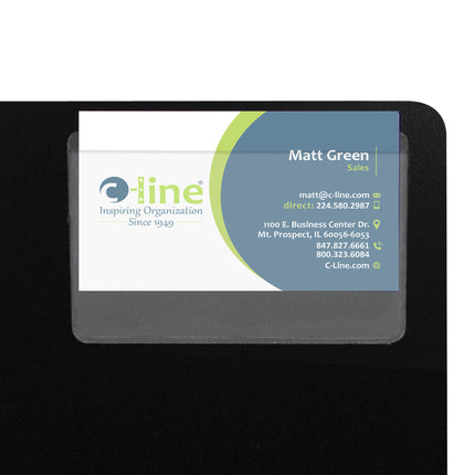 Self-Adhesive Business Card Holder, Top Load, 2" x 3-1/2", Pack of 10
