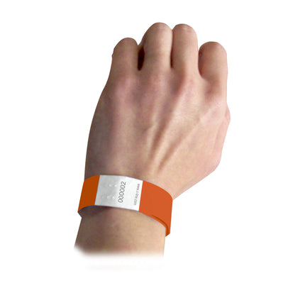 DuPont Tyvek Security Wristband, Orange, 3/4" Width, 10" Length, Pack of 100