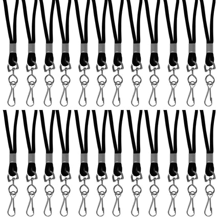 Standard Lanyard, Black, Swivel Hook, Pack of 24
