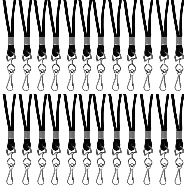 Standard Lanyard, Black, Swivel Hook, Pack of 24