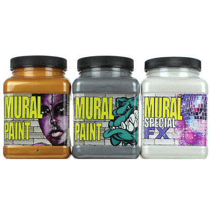 Mural Paint, Pint, 6 Metallic Colors Set