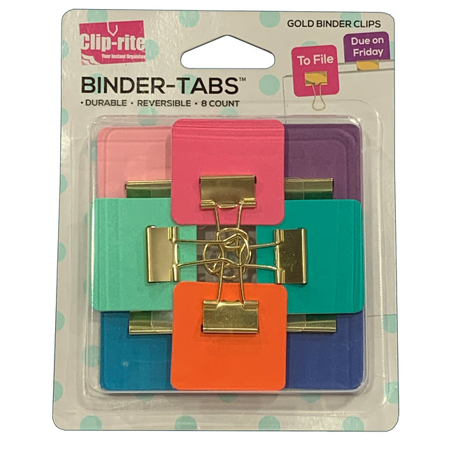 Binder Tabs, Assorted Gold Plated, Pack of 8