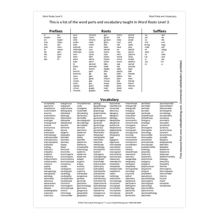 Word Roots Level 3